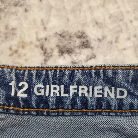 GAP Kid's Girl's Blue Jeans distressed Girlfriend fit - Size 12 adjustable waist - Picture 3 of 12